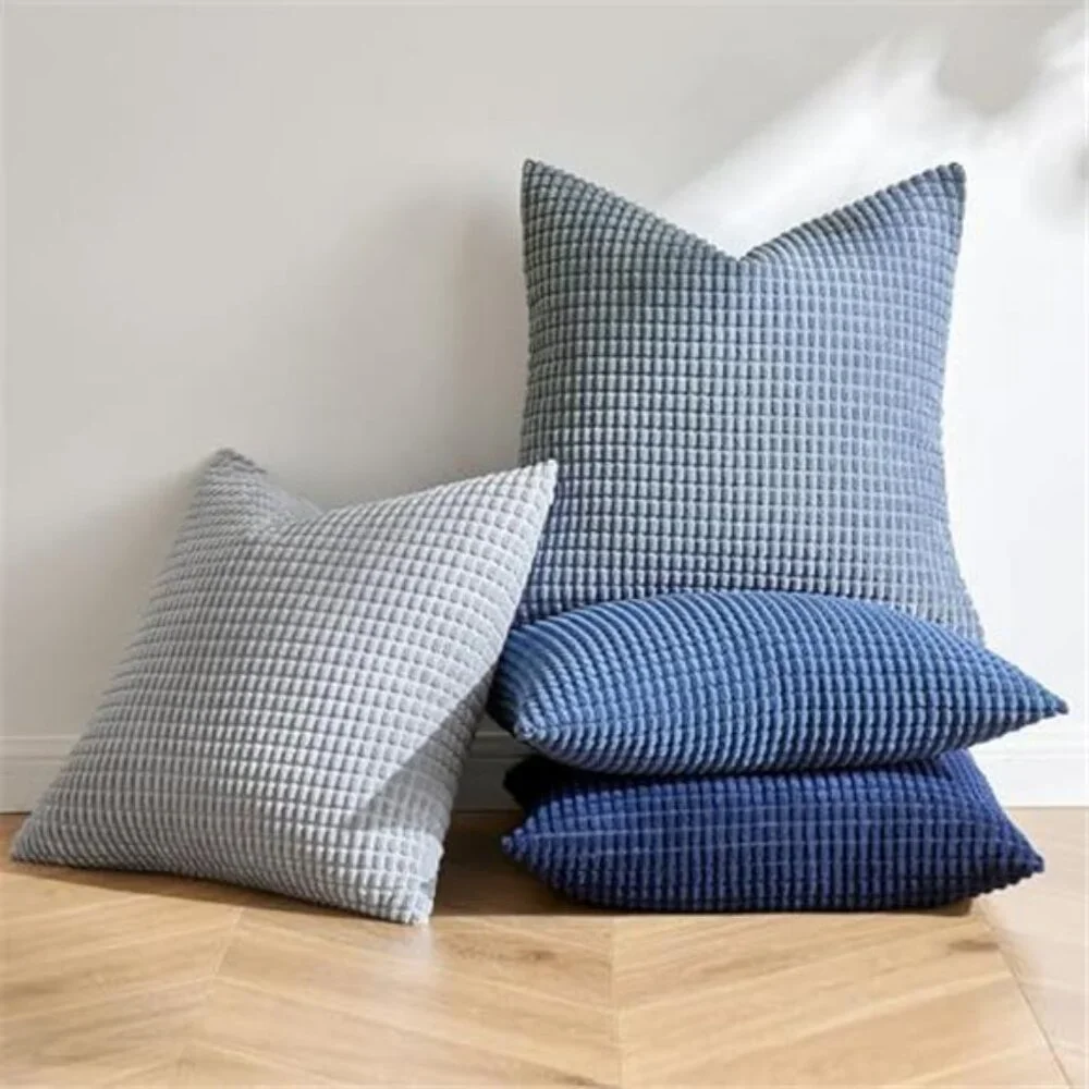 Blue Decorative Pillow Covers 18x18 Inch Set of 4 Boho Western